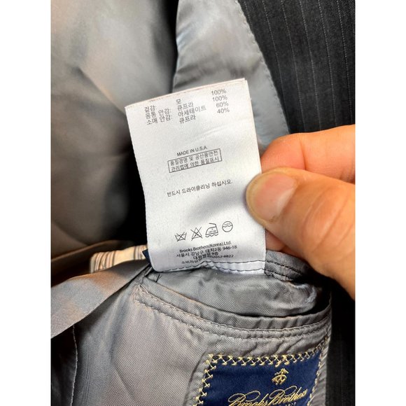 Brooks Brothers 1818 Madison Mens Wool Blazer Jacket Coat Gray 39R/W33 - Picture 10 of 10